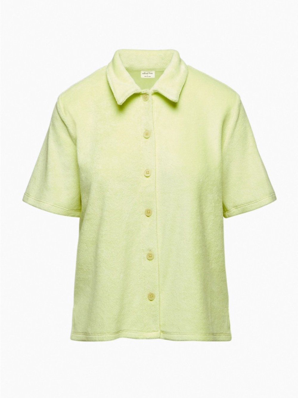 Aritzia Wilfred Free Sunny Shirt- Yellow Button-Down Terrycloth Short Sleeve Top